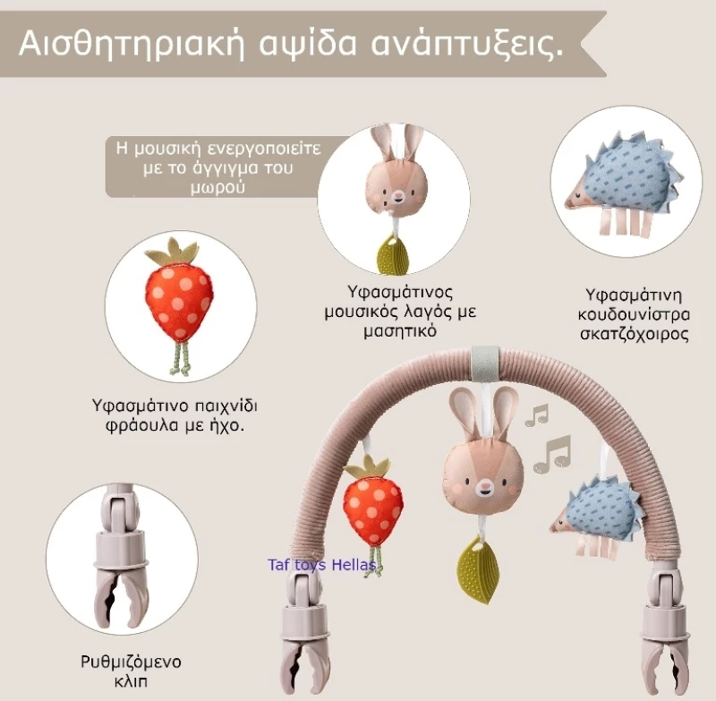 Taf Toys Μουσικό Παιχνίδι Καροτσιού Musical Bunny Arch 0M+
