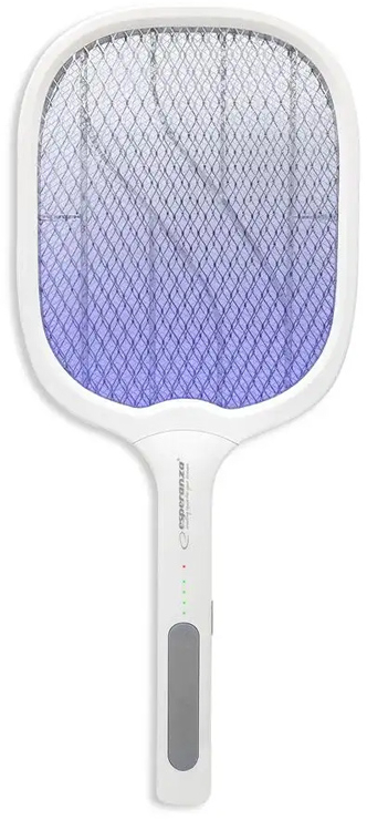 ESPERANZA ηλεκτρική ρακέτα εντόμων EHQ011 με UV λυχνία, 3W, 3500V, 1200mAh, λευκή