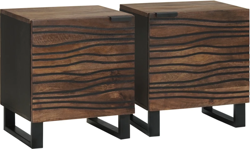 vidaXL Κομοδίνα 2 τεμ 40x33,5x46 cm Μασίφ ξύλο καρύδας