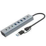 Hub USB 7 Θύρες Conceptronic HUBBIES20G Ασημί