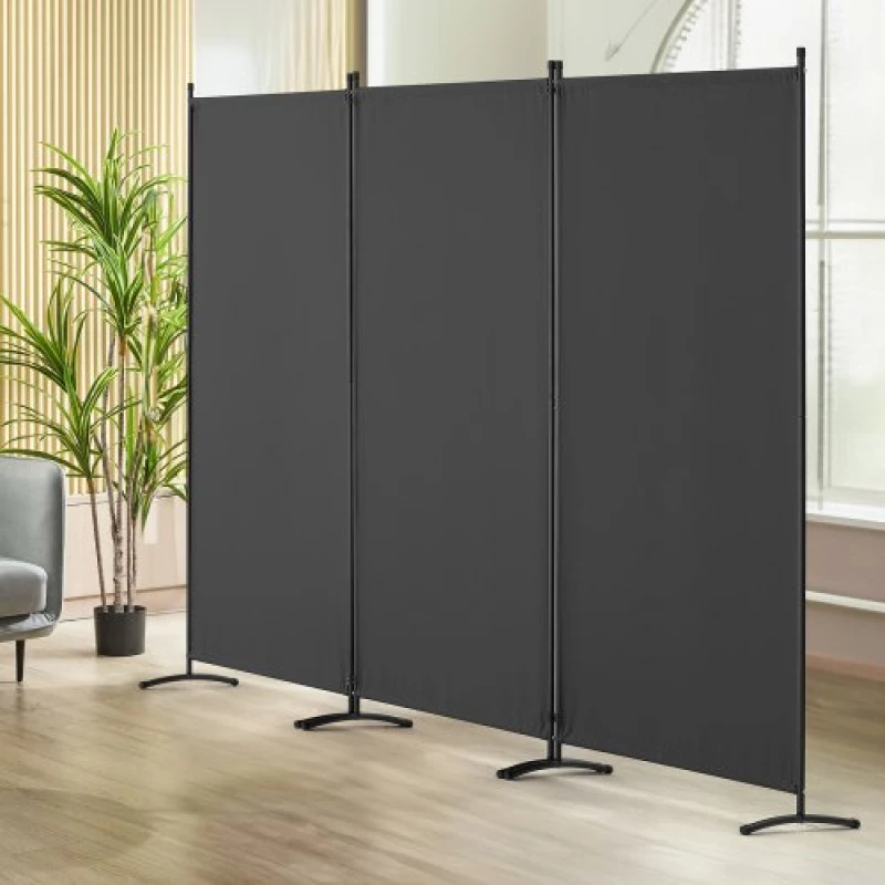 VEVOR Room Divider 3-Panel Folding Privacy Screen Fabric Partition Office Gray