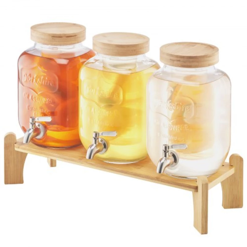 VEVOR Drink Dispenser 3.8L Beverage Dispenser for Parties Glass with Stand 3PCS