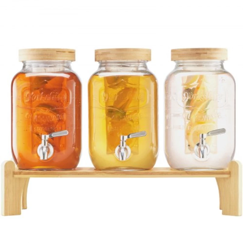 VEVOR Drink Dispenser 3.8L Beverage Dispenser for Parties Glass with Stand 3PCS