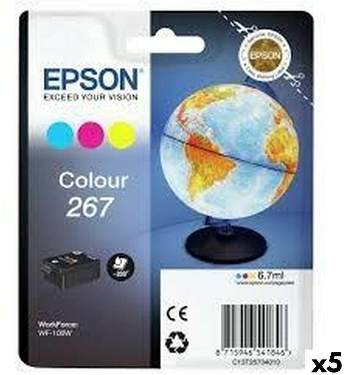 Αυθεντικό Φυσίγγιο μελάνης Epson WF-100W 267 INK CARTRIDGE Τρίχρωμο (5 Μονάδες)
