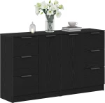vidaXL Μπουφέδες 2 τμχ Μαύρο Δρυς 60x30x70 εκ Επεξεργασμένο ξύλο