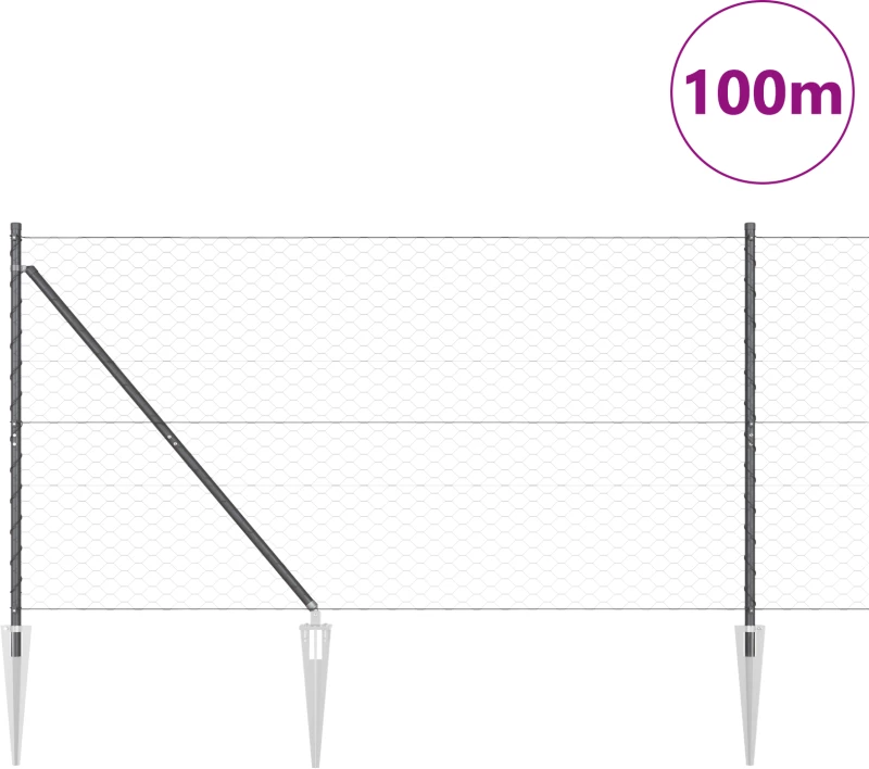 Φράκτης Hexagon vidaXL Γκρι 1.4x100 m Χάλυβας