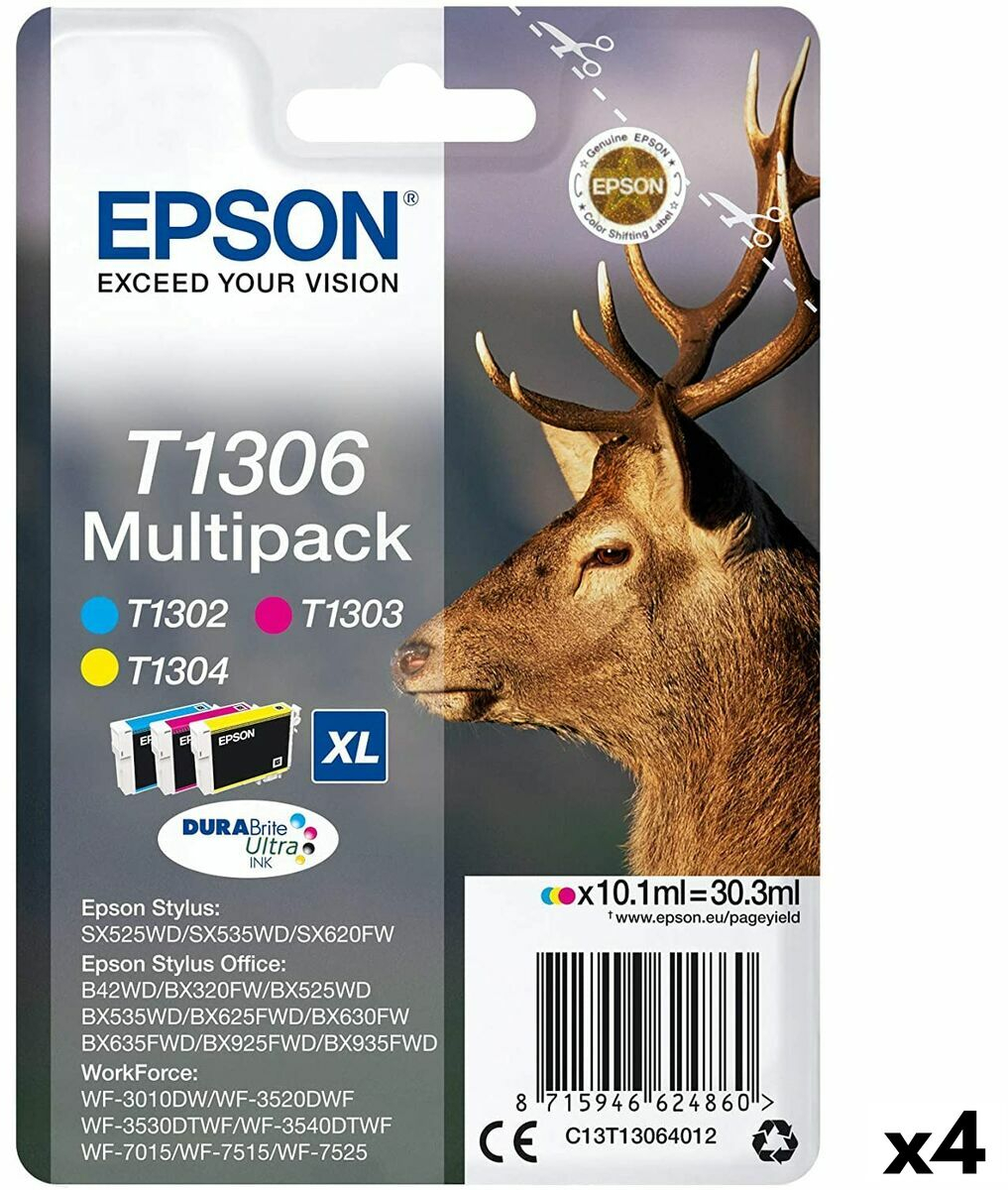 Αυθεντικό Φυσίγγιο μελάνης Epson SX525WD/620FW/ OFFICE B42WD/525WD/625FWD/925FWD Τρίχρωμο (4 Μονάδες)