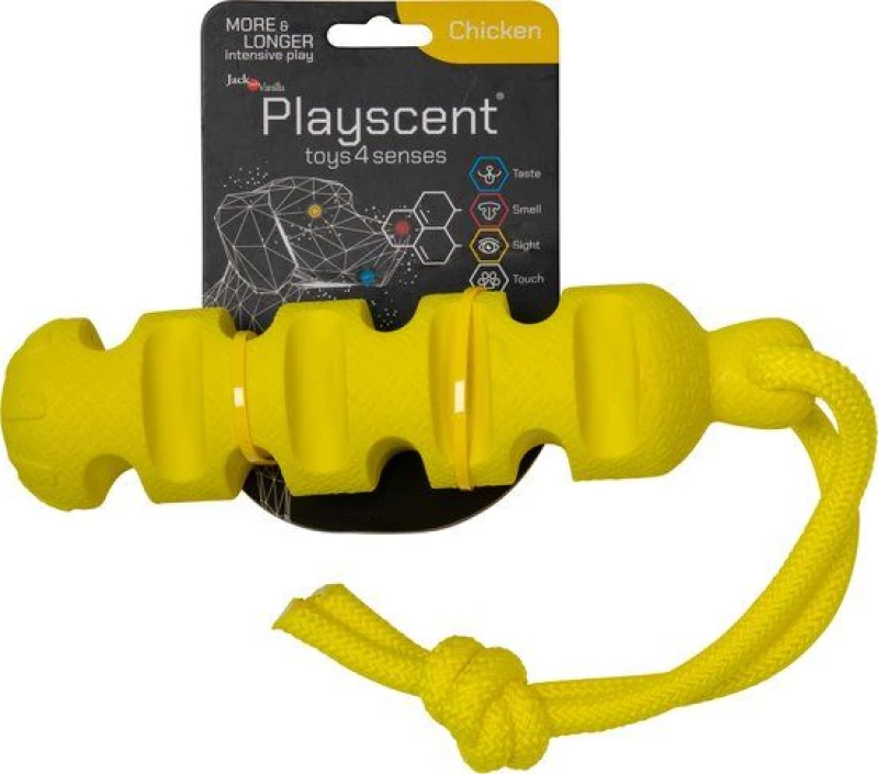 Παιχνίδι Σκύλου Jack & Vanilla Playscent Dummy με Κοτόπουλο 24cm Κίτρινο