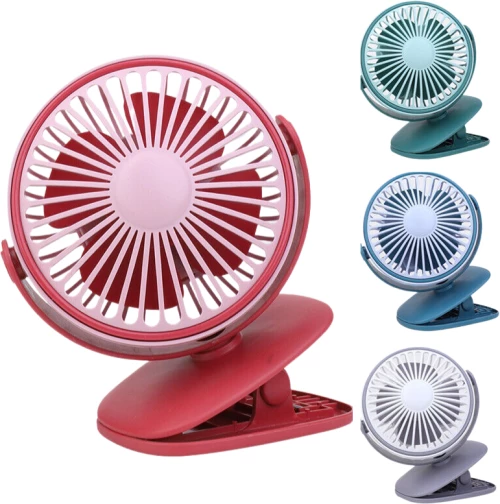 Φορητός Ανεμιστήρας Επαναφορτιζόμενος 3 Ταχυτήτων με Κλιπ - Ροζ