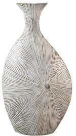 Βάζο 374-225-573 23x10x45cm White-Gold Πολυρεσίνη