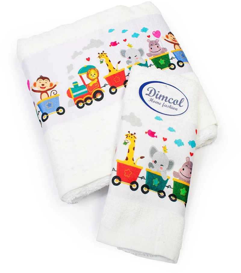 Πετσέτες Βρεφικές Train 346 (Σετ 2τμχ) White DimCol Towels Set 70x140cm 100% Βαμβάκι