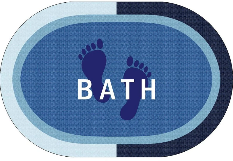Πατάκι Μπάνιου Bath Αντιολισθητικό Oval Sky Blue DimCol 50X70 Πολυέστερ