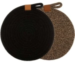 Σουπλά Nash (Σετ 2Τμχ) 40740 22cm Black-Natural Ladelle Βαμβάκι,Jute