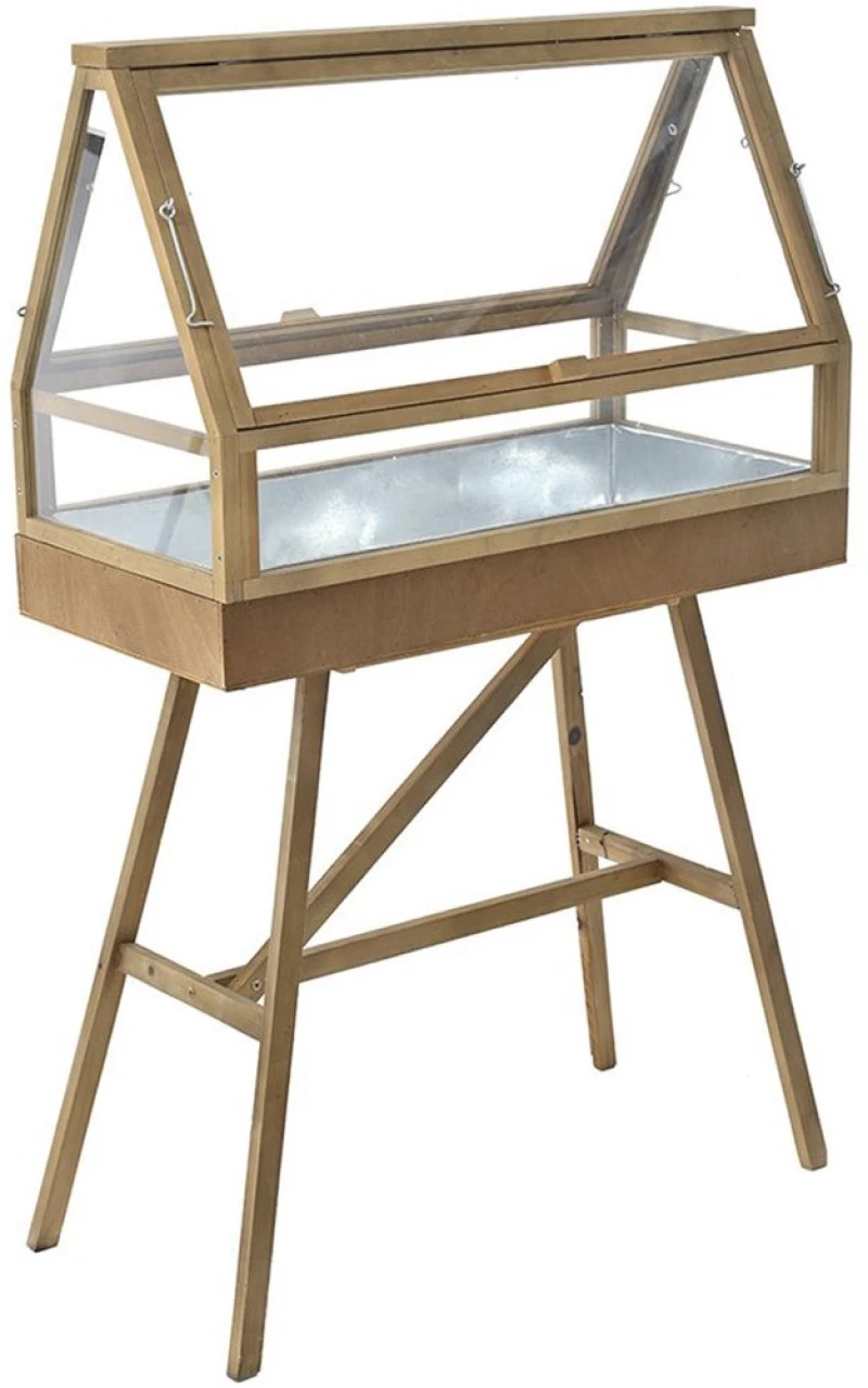 Θερμοκήπιο Σε Βάση 81051 83x40x132cm Beige-Clear Ξύλο,Μέταλλο