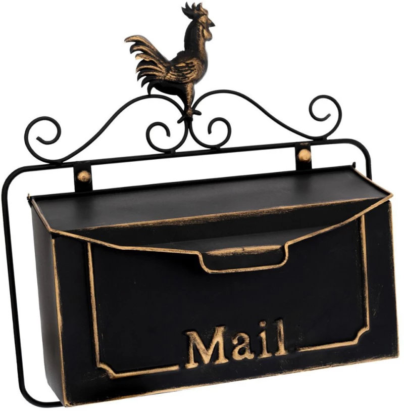 Γραμματοκιβώτιο Τοίχου 89146 33x33x13cm Black-Gold Μέταλλο