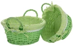 Καλάθι Με Ύφασμα (Σετ 2Τμχ) 89537 30x14-25x12cm Green Ύφασμα,Ψάθα