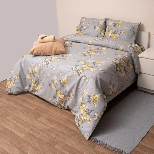 Σεντόνια 836 (Σετ 3τμχ) Grey-Yellow Viopros  Semi-double 180x270cm Βαμβάκι-Πολυέστερ
