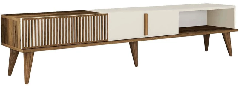 Έπιπλο Τηλεόρασης Milan Alt 845HCT3107 180x35x40cm Walnut-Cream