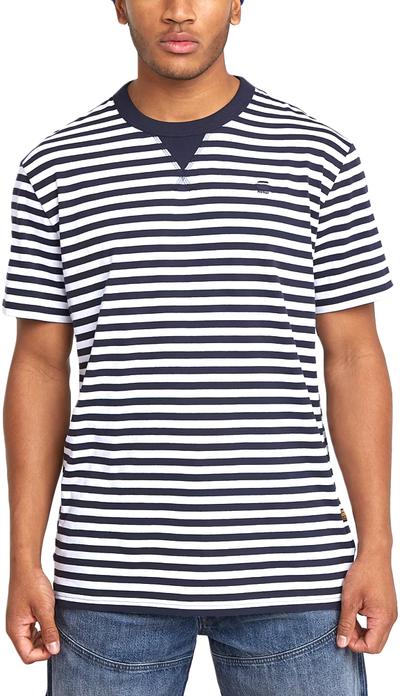 G-STAR RAW NIFOUS STRIPED REGULAR FIT T-SHIRT MEN G-STAR RAW ΛΕΥΚΟ- ΜΠΛΕ (D25961-C339-H230)