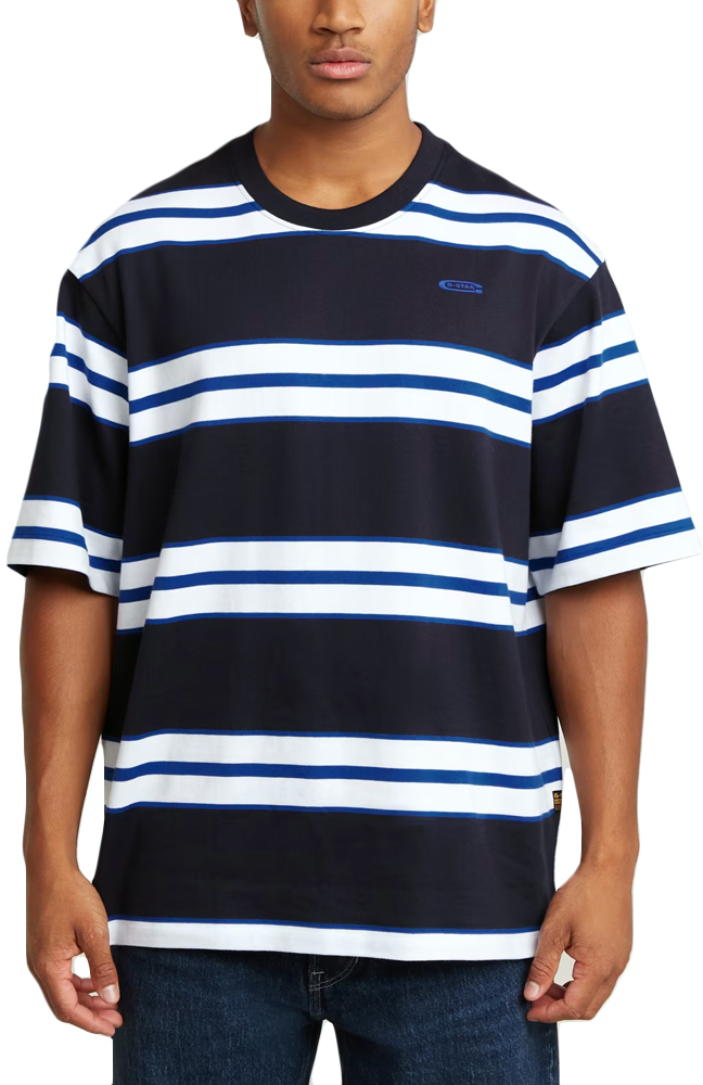 G-STAR RAW KNIT STRIPED OVERSIZED FIT T-SHIRT MEN G-STAR RAW ΛΕΥΚΟ- ΜΑΥΡΟ- ΜΠΛΕ (D25962-D973-H240)