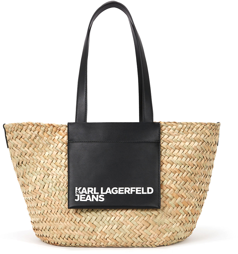 KARL LAGERFELD RAFFIA TOTE BAG WOMEN KARL LAGERFELD ΜΑΥΡΟ- ΜΠΕΖ (A2W50010-425)
