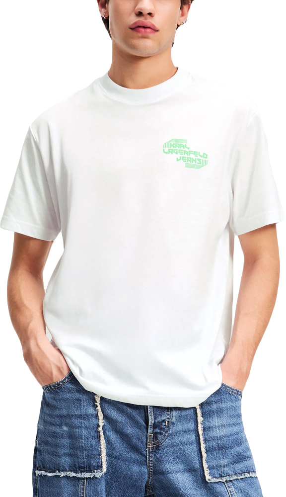 KARL LAGERFELD SPORT LOGO REGULAR FIT T-SHIRT MEN KARL LAGERFELD ΛΕΥΚΟ- ΠΡΑΣΙΝΟ (A2M17040-100)