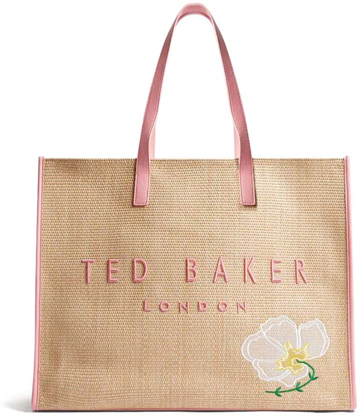TED BAKER FLORAFF FLORAL DETAILS EXTRA LARGE TOTE BAG WOMEN TED BAKER ΜΠΕΖ- ΡΟΖ (280710-PINK)