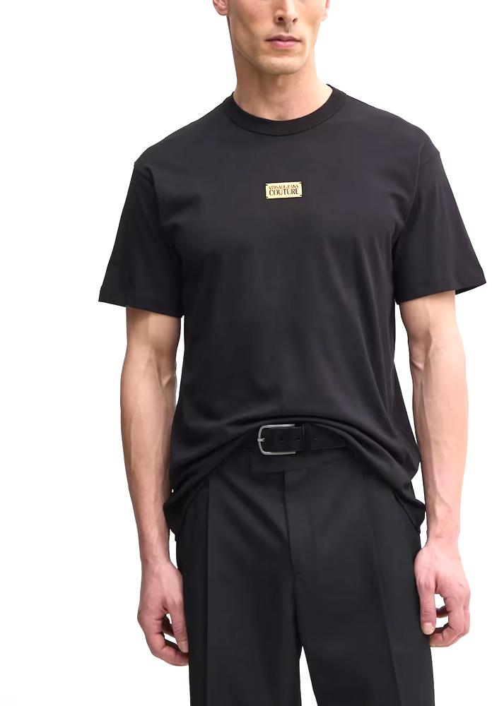 VERSACE JEANS COUTURE 78UP601 R PLACKET LOGO T-SHIRT MEN VERSACE JEANS COUTURE ΜΑΥΡΟ (78GAHT08-CJ00T-G89)
