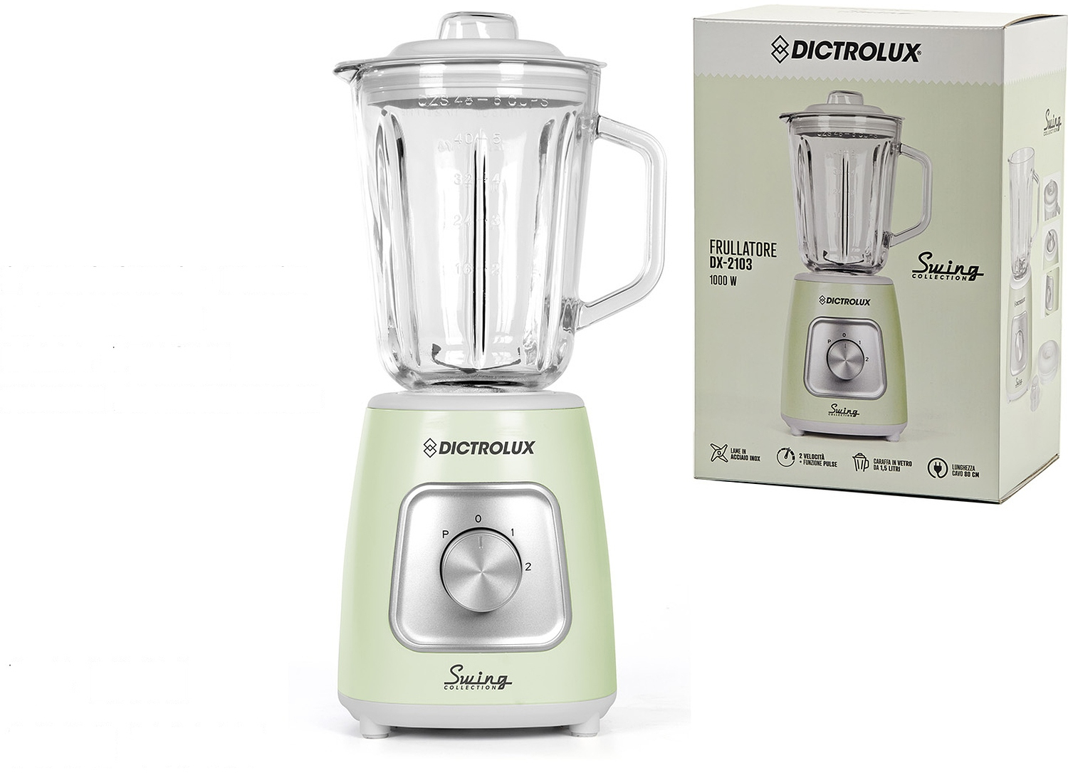 Μπλέντερ Dictrolux Με Γυάλινο Δοχείο 1.5lt Πράσινο 1000W