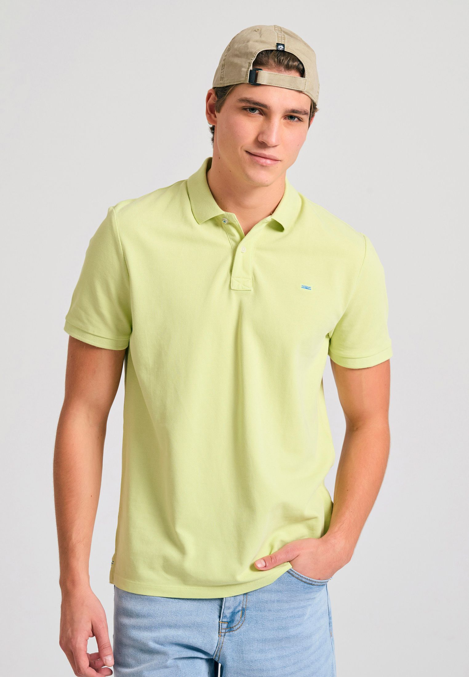 Polo μπλούζα με κεντημένο logo - The essentials - MATCHA - FBM011-001-11