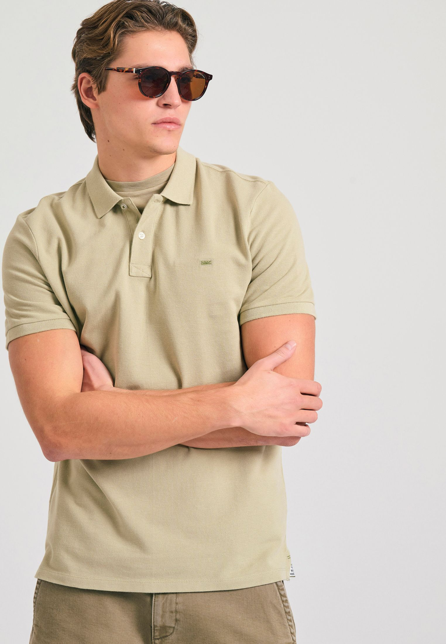 Polo μπλούζα με κεντημένο logo - The essentials - STONE - FBM011-001-11