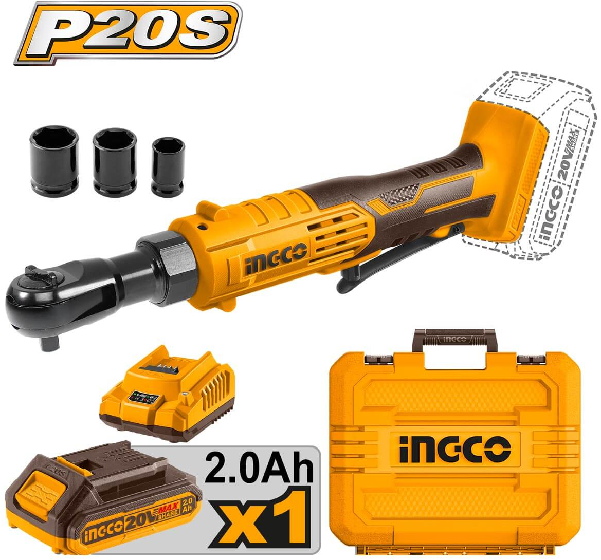 INGCO Καστάνια 3/8" Μπαταρίας 20V Li-Ion +Βαλίτσα 65Nm (CDRLI2060152)
