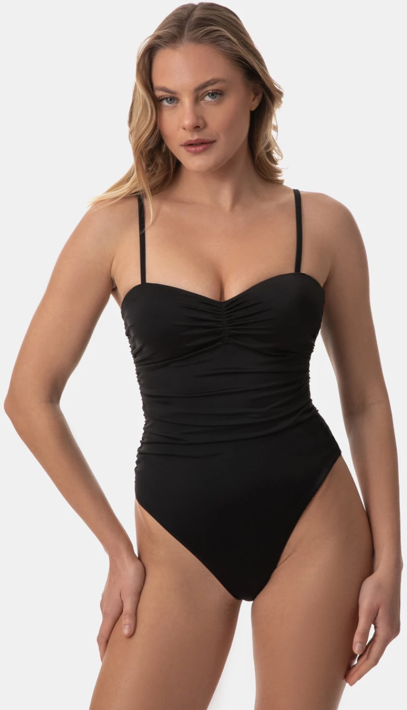 Γυναικείο μαγιό ολόσωμο - Strapless - Rock Club - Μαύρο - Regular Fit - Lycra