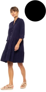 Γυναικείο Beachdress Pink Label -  Φόρεμα Σεμιζιέ - ΜΑΥΡΟ - Regular Fit - Viscose