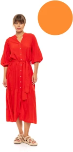 Γυναικείο Beachdress Pink Label - Σεμιζιέ Μακρύ Φόρεμα - Orange - Viscose