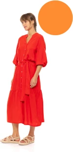 Γυναικείο Beachdress Pink Label - Σεμιζιέ Μακρύ Φόρεμα - Orange - Viscose