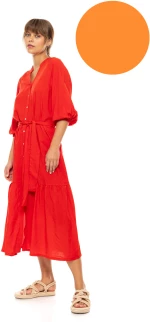 Γυναικείο Beachdress Pink Label - Σεμιζιέ Μακρύ Φόρεμα - Orange - Viscose