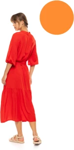 Γυναικείο Beachdress Pink Label - Σεμιζιέ Μακρύ Φόρεμα - Orange - Viscose