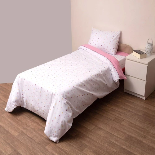 Σετ Σεντόνια Ημίδιπλα με Λάστιχο 120x200+25 Ίκαρος Ροζ