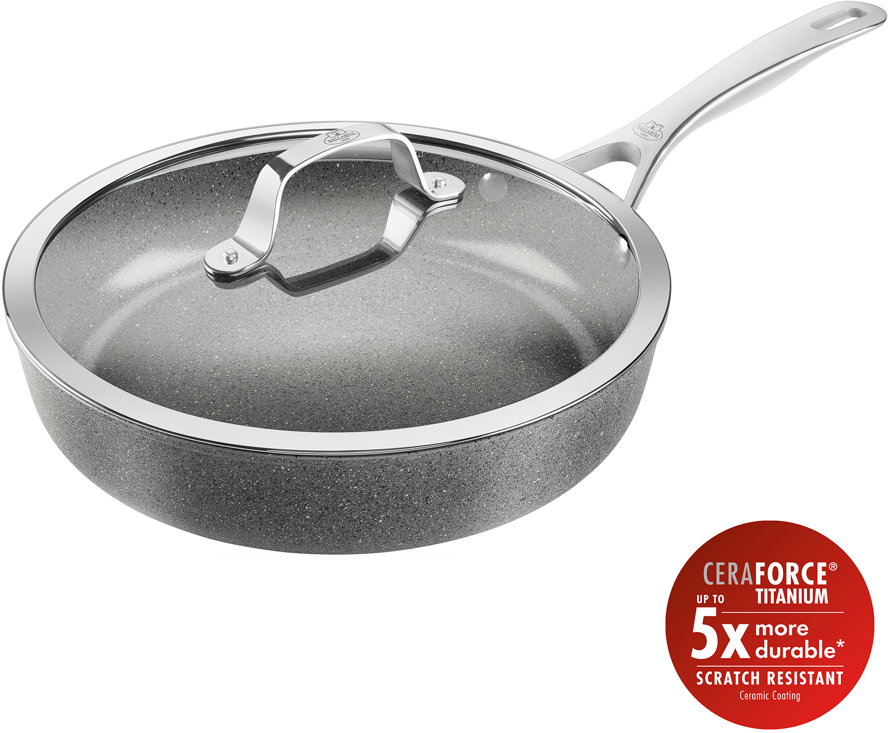 Ballarini - Salina Ceramic Saute Pan with Lid - 28 cm / Home and Kitchen