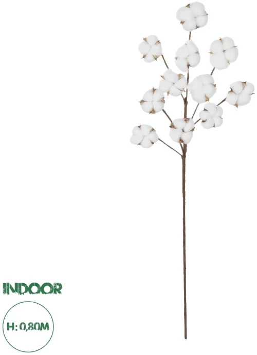GloboStar® Artificial Garden COTTON BRANCH 20569 Τεχνητό Διακοσμητικό Κλαδί Βαμβάκι Μ30 x Π6 x Υ80 cm