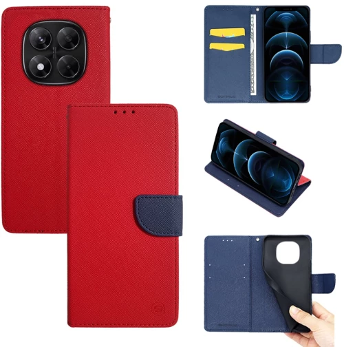 Θήκη Πορτοφόλι Sonique Trend Wallet Xiaomi Redmi Note 14 Pro 5G / Redmi Note 14 Pro Plus 5G / Poco X7 5G Κόκκινο / Σκούρο Μπλε