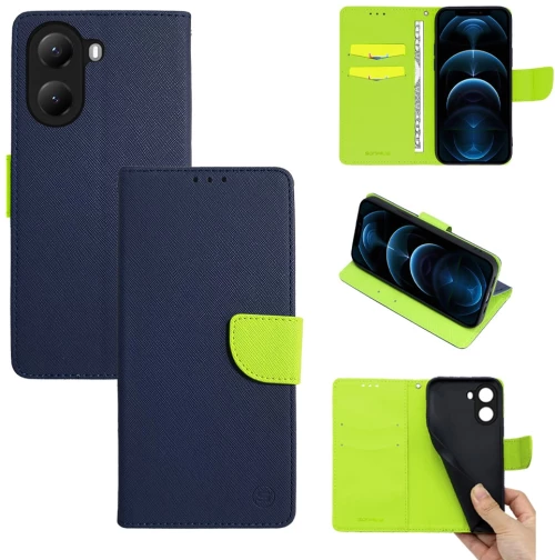 Θήκη Πορτοφόλι Sonique Trend Wallet Xiaomi Poco X7 Pro 5G Σκούρο Μπλε / Λαχανί