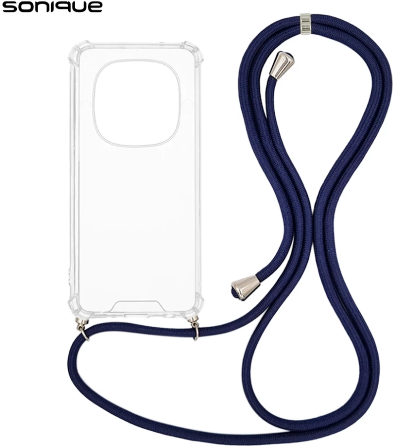 Θήκη Σιλικόνης με Κορδόνι Sonique Armor Clear Xiaomi Redmi Note 14 Pro 5G / Redmi Note 14 Pro Plus 5G / Poco X7 5G Μπλε Σκούρο