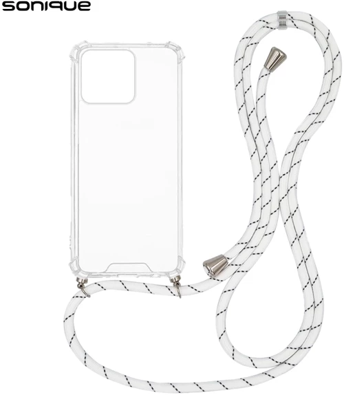 Θήκη Σιλικόνης με Κορδόνι Sonique Armor Clear Honor X8b Rainbow Λευκό