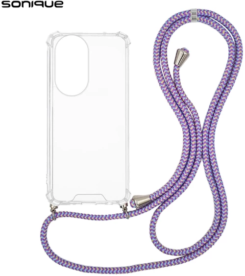 Θήκη Σιλικόνης με Κορδόνι Sonique Armor Clear Honor 200 Pro 5G Rainbow Λιλά