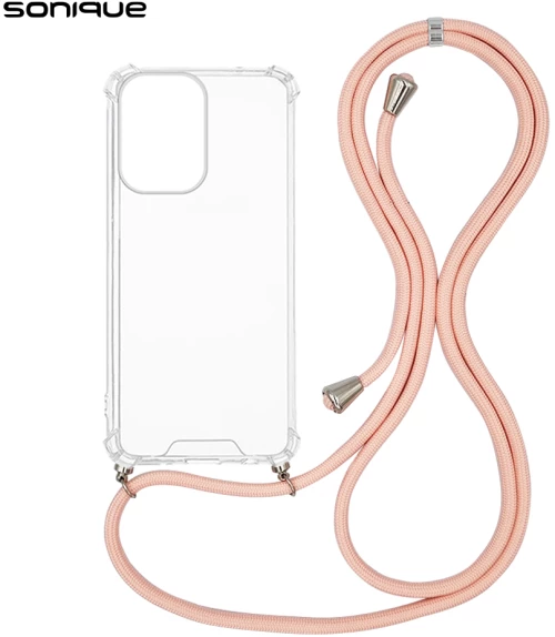 Θήκη Σιλικόνης με Κορδόνι Sonique Armor Clear Motorola Moto G05 4G / Moto E15 4G Ροζ