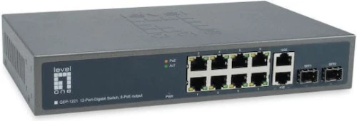 Level One GEP-1221 Unmanaged L2 PoE++ Switch με 10 Θύρες Gigabit (1Gbps) Ethernet και 2 SFP Θύρες