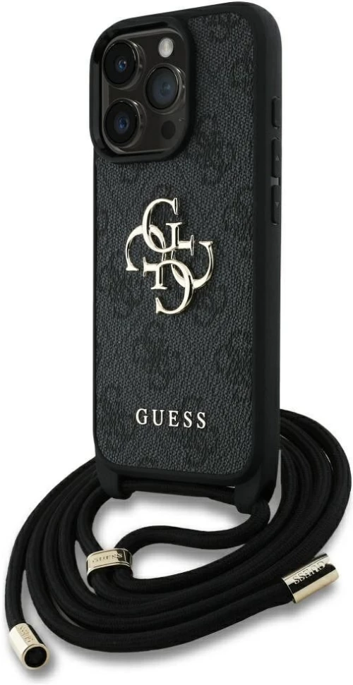 GUESS case for IPHONE 16 Pro Max GUHCP16XP4GMGCRK (CBDY PU 4G Big Logo W/Cord Strap) black