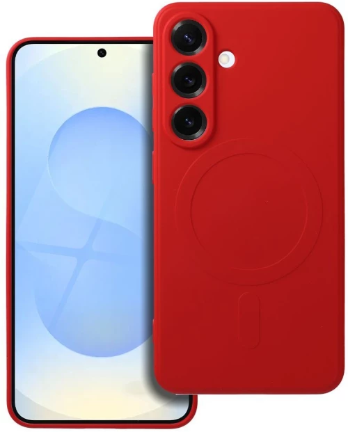 SILICONE MAG COVER case compatible with MagSafe for SAMSUNG S25 red